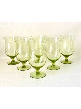 6 Iced Tea Glasses Skanda Green Vintage Barware Cocktail Glasses Imperial